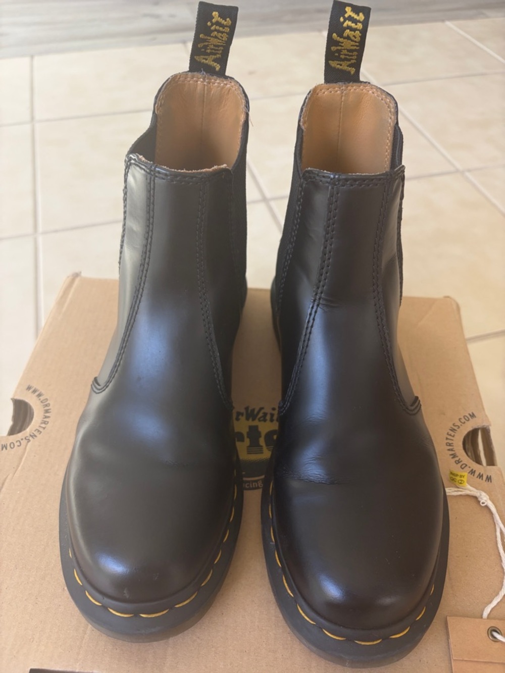 Dr. Martens Black Chelsea Boots with Yellow Stitching - Picture 3 of 7